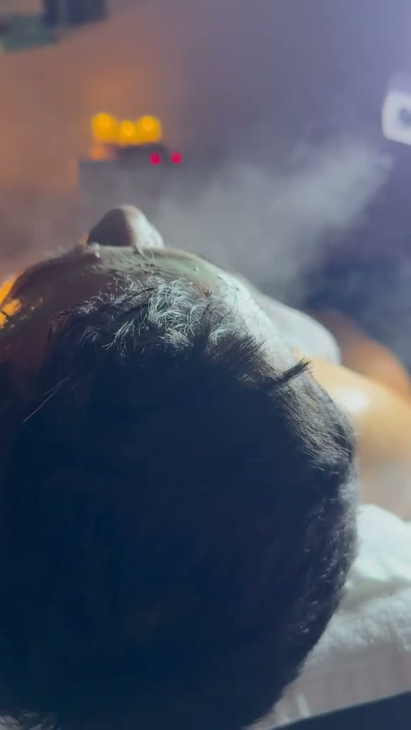 Steam surrounding a client’s head at Cikam